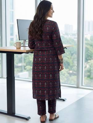 Women Ethnic Motifs Printed Regular Pure Cotton Kurta with Trousers 5