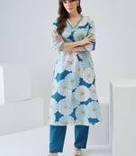 Women Floral Printed Regular Pure Cotton Kurta with Trousers