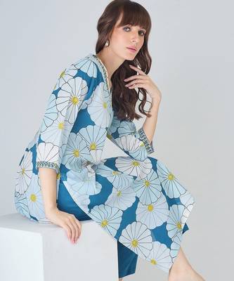 Women Floral Printed Regular Pure Cotton Kurta with Trousers 2