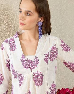 Women Floral Printed Regular Pure Cotton Kurta with Trousers 2