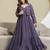 Purple georgette embroidery work anarkali flared kurti with jacket for women's