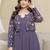Purple georgette embroidery work anarkali flared kurti with jacket for women's