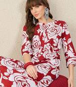 Women Floral Printed Pleated Pure Cotton Kurta with Trousers