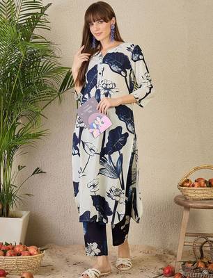 Floral Printed Pure Cotton Kurta with Trousers 1