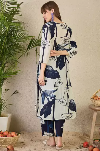 Floral Printed Pure Cotton Kurta with Trousers