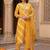 Women Leheriya Printed Regular Thread Work Kurta with Trousers & With Dupatta