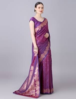 Wine soft banarasi silk saree with zari weaving meenakari design 3