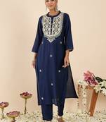 Women Ethnic Motifs Embroidered Regular Kurta with Trousers