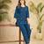 Trendy blue floral embroidered ethnic co-ord set for women