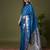 Indigo blue soft banarasi silk saree with zari weaving meenakari design