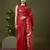 Red soft banarasi silk saree with zari weaving meenakari design