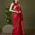 Red soft banarasi silk saree with zari weaving meenakari design