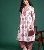 Floral Printed Pure Cotton Kurta with Trousers