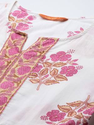 Floral Printed Pure Cotton Kurta with Trousers 2
