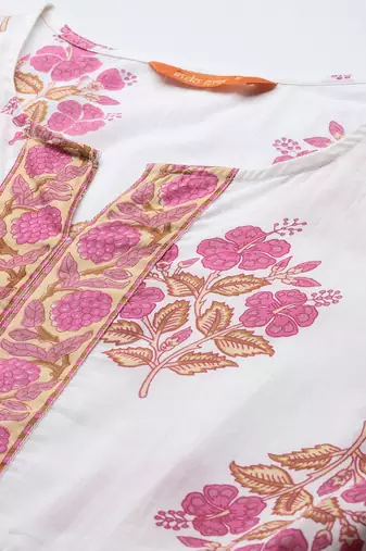 Floral Printed Pure Cotton Kurta with Trousers