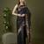 Black  soft banarasi silk saree with zari weaving meenakari design