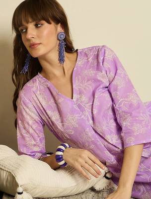 Women Floral Printed Regular Pure Cotton Kurta with Trousers 2