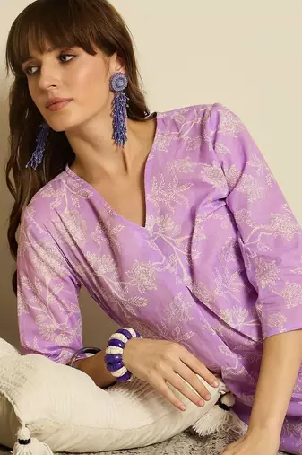 Women Floral Printed Regular Pure Cotton Kurta with Trousers