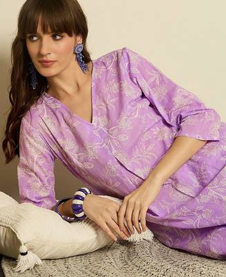 Women Floral Printed Regular Pure Cotton Kurta with Trousers 5