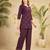 Trendy wine floral embroidered ethnic co-ord set for women