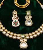 Handcrafted gold-plated kundan choker necklace set with earrings | traditional ethnic indian bridal jewelry for women