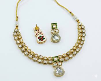 Handcrafted gold-plated kundan choker necklace set with earrings | traditional ethnic indian bridal jewelry for women 2