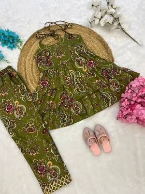 Mehendi poly rayon paisley digital printed set for girls kid 5