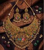 Handcrafted temple jewellery: intricate gold-plated choker set
