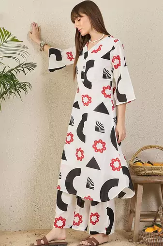 Women Printed Regular Pure Cotton Kurta with Palazzos