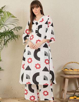 Women Printed Regular Pure Cotton Kurta with Palazzos 6
