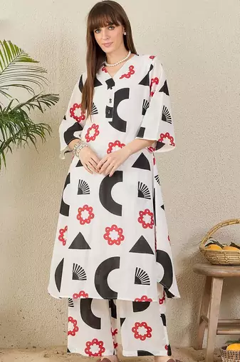 Women Printed Regular Pure Cotton Kurta with Palazzos