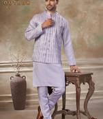  satin silk embroidery and mirror work mens modi jacket kurta pajama