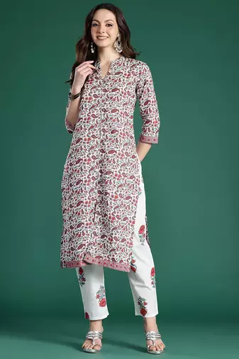 Paisley Printed Pure Cotton Kurta with Trousers
