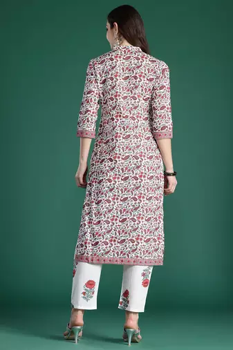 Paisley Printed Pure Cotton Kurta with Trousers