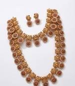 Gold plated south indian temple jewelry set - matte finish traditional long haram necklace combo