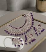 Purple kundan choker necklace set with earrings & maang tikka | indian bridal wedding & bollywood festival jewelry