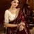 Maroon color satin silk saree with beige blouse heavy embroidered work