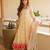 Off white silk blend  party wear embroidery sharara suit set