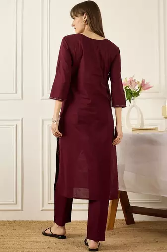 Women Floral Printed Regular Pure Cotton Kurta with Trousers