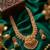Gold plated south indian temple jewelry set long lakshmi necklace with pearl jhumka earrings bridal wedding