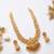 Gold plated south indian temple jewelry set long lakshmi necklace with pearl jhumka earrings bridal wedding