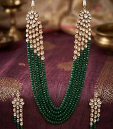 Luxury kundan green crystal statement necklace set | traditional indian wedding jewelry