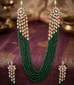 Luxury kundan green crystal statement necklace set | traditional indian wedding jewelry