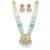 Kundan necklace set with turquoise beads & pearls | antique gold plated bollywood bridal wedding jewelry for women