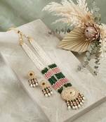 Kundan necklace set with mulitcolor beads & pearls | antique gold plated bollywood bridal wedding jewelry for women
