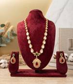 Gold plated ruby green indian jewelry set  wedding necklace with earrings | bollywood bridal festival wear