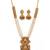 Gold plated south indian temple jewelry set - long pearl haram necklace with jhumka earrings for wedding