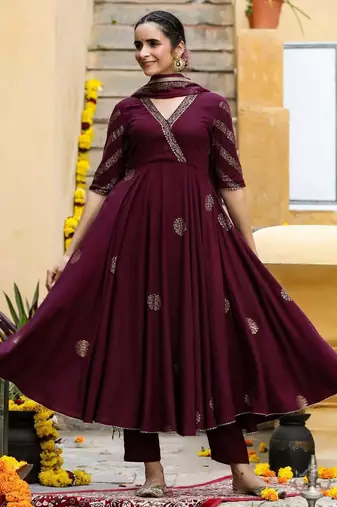 Women Ethnic Motifs Printed Empire Kurta with Trouser & With Dupatta