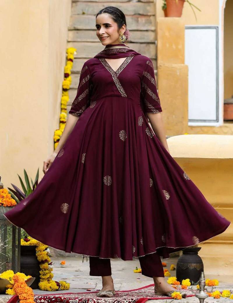 Women Ethnic Motifs Printed Empire Kurta with Trouser & With Dupatta