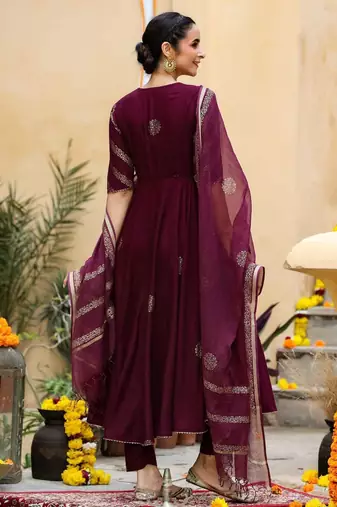 Women Ethnic Motifs Printed Empire Kurta with Trouser & With Dupatta